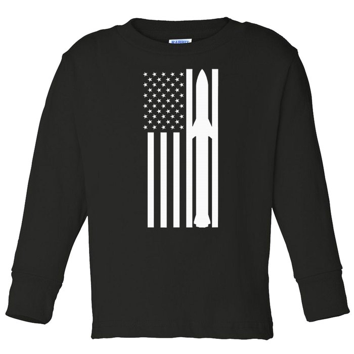 Starship Boca Chica Starbase A American Flag Toddler Long Sleeve Shirt