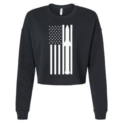 Starship Boca Chica Starbase A American Flag Cropped Pullover Crew