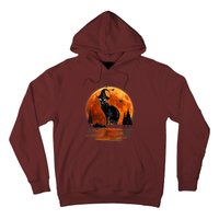 Scary Black Cat Halloween Moon Hoodie