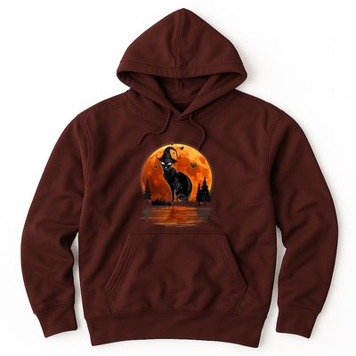 Scary Black Cat Halloween Moon Hoodie