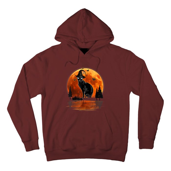 Scary Black Cat Halloween Moon Hoodie