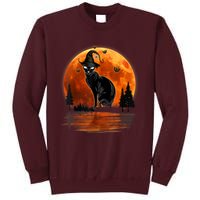 Scary Black Cat Halloween Moon Tall Sweatshirt