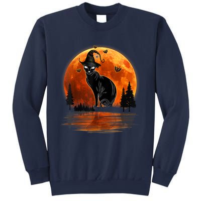 Scary Black Cat Halloween Moon Sweatshirt