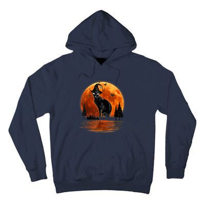 Scary Black Cat Halloween Moon Tall Hoodie