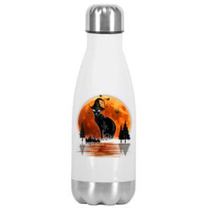 Scary Black Cat Halloween Moon Stainless Steel Insulated Water Bottle