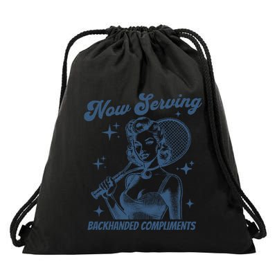 Serving Backhanded Compliments Retro Drawstring Bag