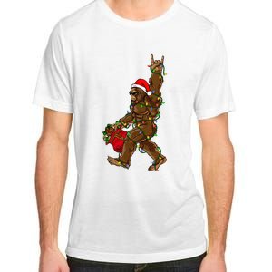 Santa Bigfoot Christmas Lights Rock Funny Sasquatch Believe Adult ChromaSoft Performance T-Shirt