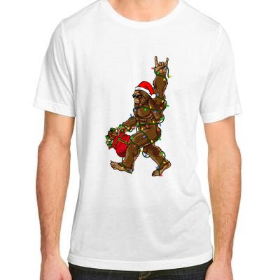 Santa Bigfoot Christmas Lights Rock Funny Sasquatch Believe Adult ChromaSoft Performance T-Shirt