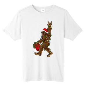 Santa Bigfoot Christmas Lights Rock Funny Sasquatch Believe Tall Fusion ChromaSoft Performance T-Shirt