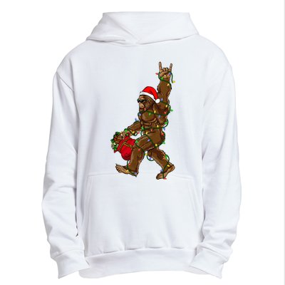 Santa Bigfoot Christmas Lights Rock Funny Sasquatch Believe Urban Pullover Hoodie