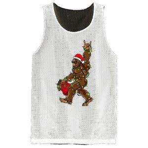 Santa Bigfoot Christmas Lights Rock Funny Sasquatch Believe Mesh Reversible Basketball Jersey Tank