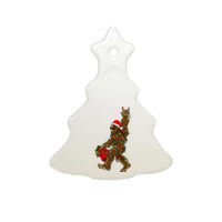 Santa Bigfoot Christmas Lights Rock Funny Sasquatch Believe Ceramic Tree Ornament