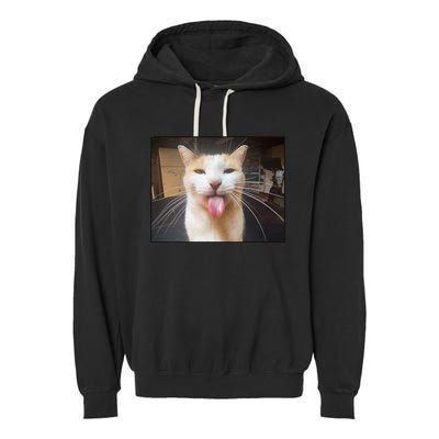 Silly Bleh Cat Meme Garment-Dyed Fleece Hoodie