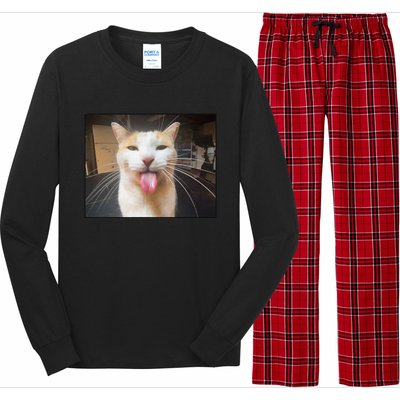 Silly Bleh Cat Meme Long Sleeve Pajama Set