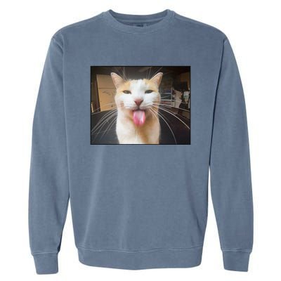 Silly Bleh Cat Meme Garment-Dyed Sweatshirt