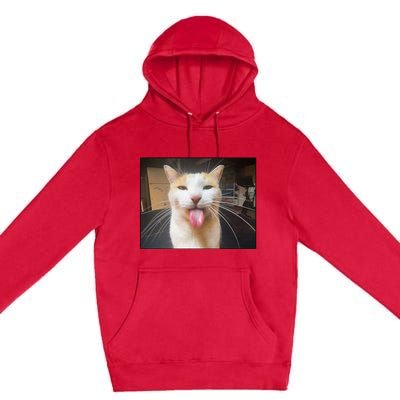 Silly Bleh Cat Meme Premium Pullover Hoodie