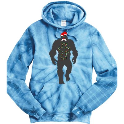 Santa Bigfoot Christmas Lights Funny Sasquatch Believe Tie Dye Hoodie