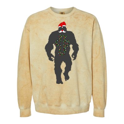 Santa Bigfoot Christmas Lights Funny Sasquatch Believe Colorblast Crewneck Sweatshirt