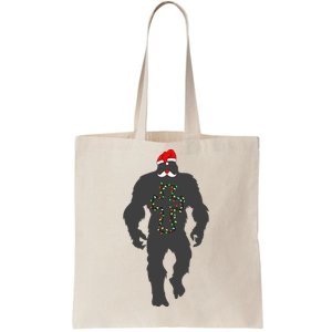 Santa Bigfoot Christmas Lights Funny Sasquatch Believe Tote Bag