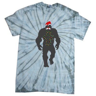 Santa Bigfoot Christmas Lights Funny Sasquatch Believe Tie-Dye T-Shirt