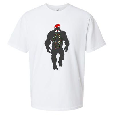 Santa Bigfoot Christmas Lights Funny Sasquatch Believe Sueded Cloud Jersey T-Shirt