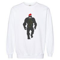 Santa Bigfoot Christmas Lights Funny Sasquatch Believe Garment-Dyed Sweatshirt