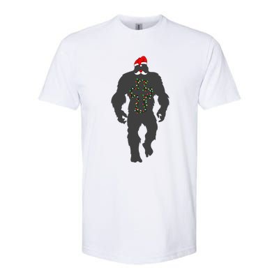 Santa Bigfoot Christmas Lights Funny Sasquatch Believe Softstyle CVC T-Shirt