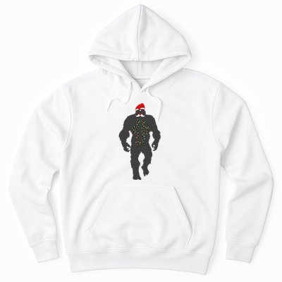 Santa Bigfoot Christmas Lights Funny Sasquatch Believe Hoodie