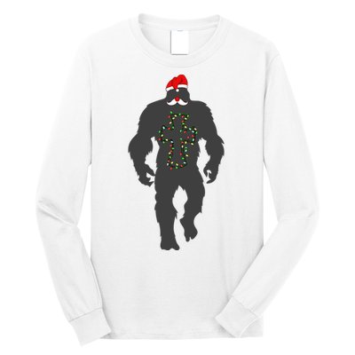 Santa Bigfoot Christmas Lights Funny Sasquatch Believe Long Sleeve Shirt