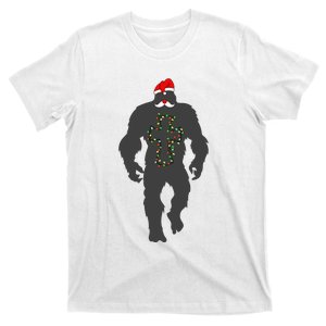 Santa Bigfoot Christmas Lights Funny Sasquatch Believe T-Shirt