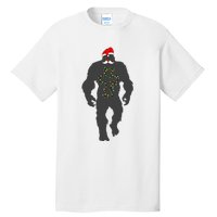 Santa Bigfoot Christmas Lights Funny Sasquatch Believe Tall T-Shirt