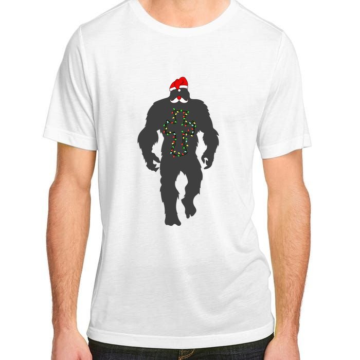 Santa Bigfoot Christmas Lights Funny Sasquatch Believe Adult ChromaSoft Performance T-Shirt