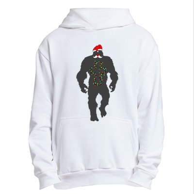 Santa Bigfoot Christmas Lights Funny Sasquatch Believe Urban Pullover Hoodie