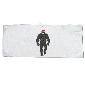 Santa Bigfoot Christmas Lights Funny Sasquatch Believe Large Microfiber Waffle Golf Towel