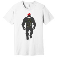 Santa Bigfoot Christmas Lights Funny Sasquatch Believe Premium T-Shirt