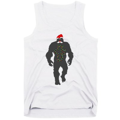 Santa Bigfoot Christmas Lights Funny Sasquatch Believe Tank Top