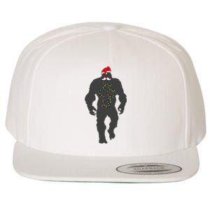 Santa Bigfoot Christmas Lights Funny Sasquatch Believe Wool Snapback Cap