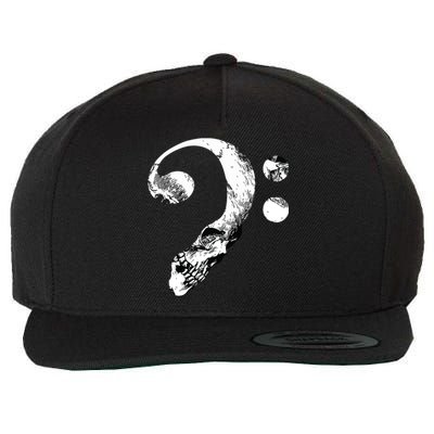 Skull Bass Clef Bass Player Musican Music Lover Guitar Wool Snapback Cap