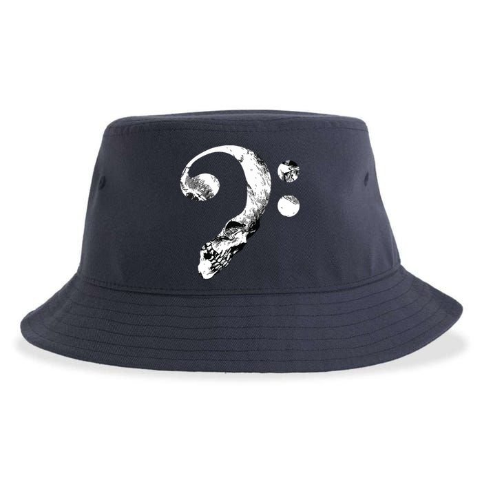 Skull Bass Clef Bass Player Musican Music Lover Guitar Sustainable Bucket Hat