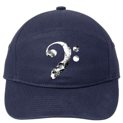 Skull Bass Clef Bass Player Musican Music Lover Guitar 7-Panel Snapback Hat