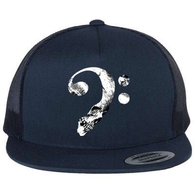 Skull Bass Clef Bass Player Musican Music Lover Guitar Flat Bill Trucker Hat