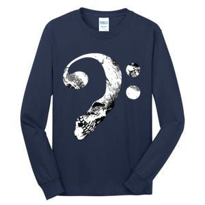 Skull Bass Clef Bass Player Musican Music Lover Guitar Tall Long Sleeve T-Shirt