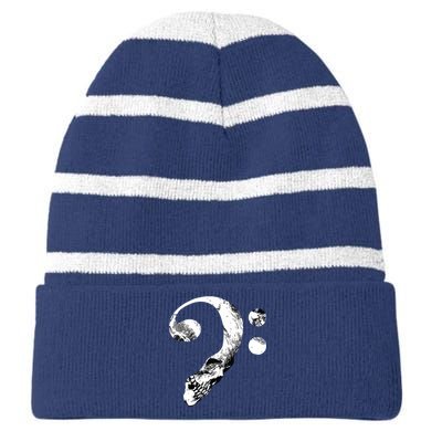 Skull Bass Clef Bass Player Musican Music Lover Guitar Striped Beanie with Solid Band