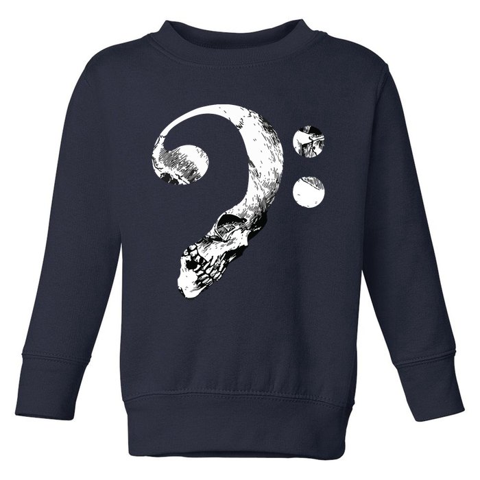 Skull Bass Clef Bass Player Musican Music Lover Guitar Toddler Sweatshirt