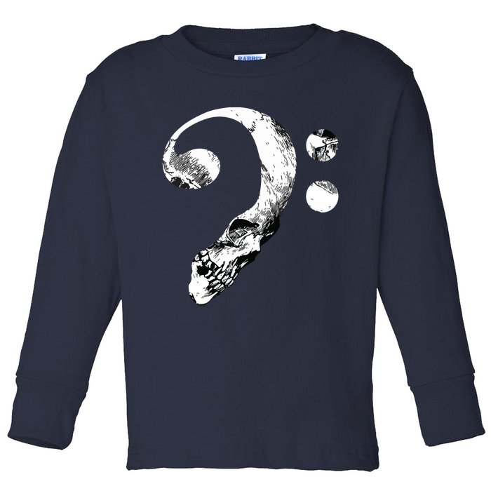 Skull Bass Clef Bass Player Musican Music Lover Guitar Toddler Long Sleeve Shirt