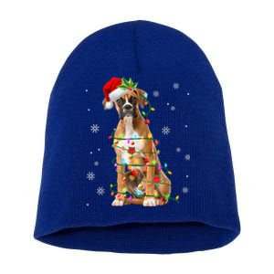 Santa Boxer Christmas Tree Light Pajama Dog X Mas Matching Meaningful Gift Short Acrylic Beanie