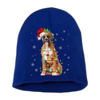 Santa Boxer Christmas Tree Light Pajama Dog X Mas Matching Meaningful Gift Short Acrylic Beanie