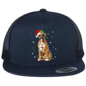 Santa Boxer Christmas Tree Light Pajama Dog X Mas Matching Meaningful Gift Flat Bill Trucker Hat