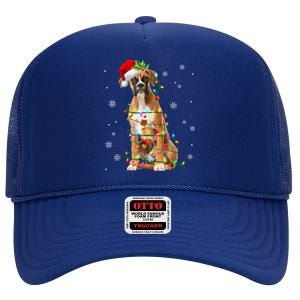 Santa Boxer Christmas Tree Light Pajama Dog X Mas Matching Meaningful Gift High Crown Mesh Back Trucker Hat