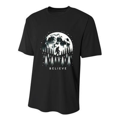 Santa Bigfoot Christmas Rock Roll Sasquatch Believe Xmas Gift Youth Performance Sprint T-Shirt